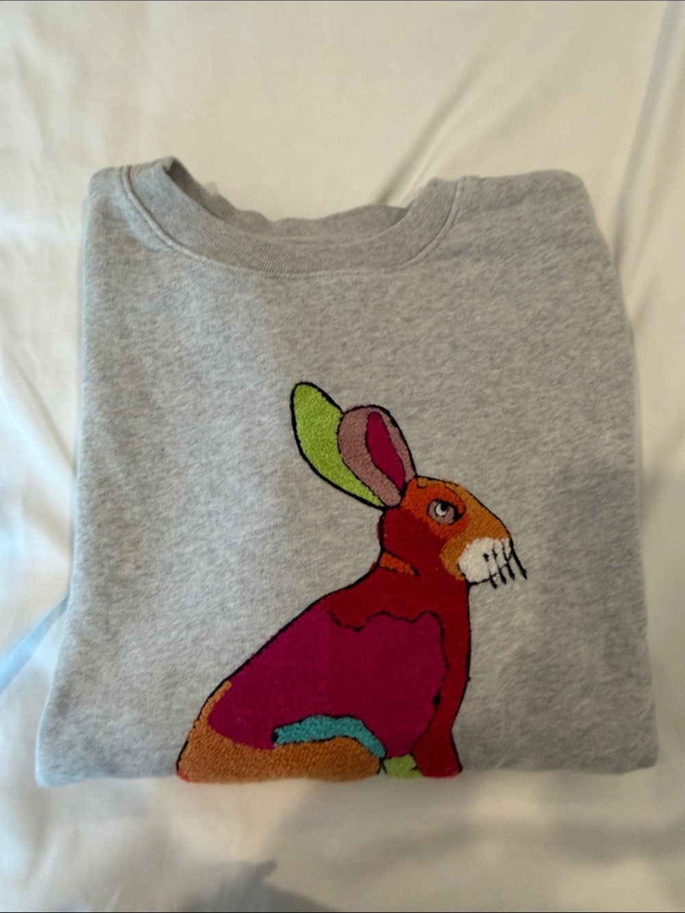 Bonobos Gray Sweatshirt with Multicolor Rabbit Patch - Picture 5 of 5